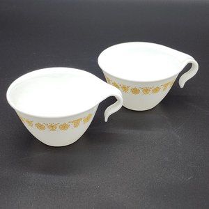 Corning Corelle Butterfly Gold Flat Hook Handle Cups (2)